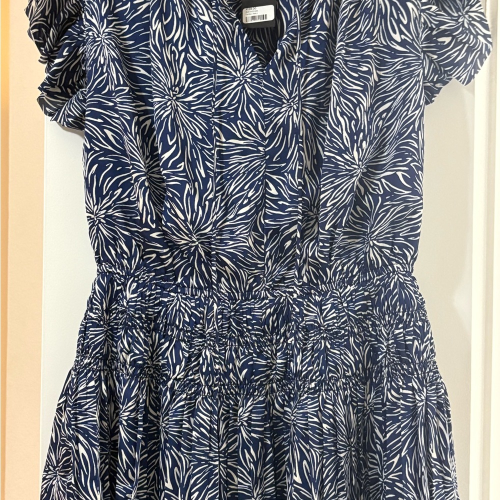 Navy and White Floral Dress